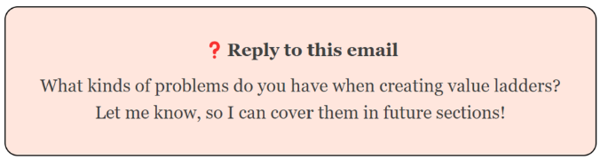 Example picture of asking questions in my newsletter